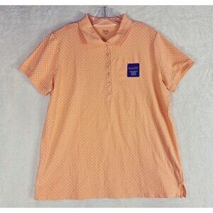 Falls Creek Polo Shirt Womens 1X Orange Dots Short Sleeve Cotton Stretch Supreme